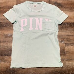 PINK Victoria's Secret Light Mint Green Tee with Chest Logo